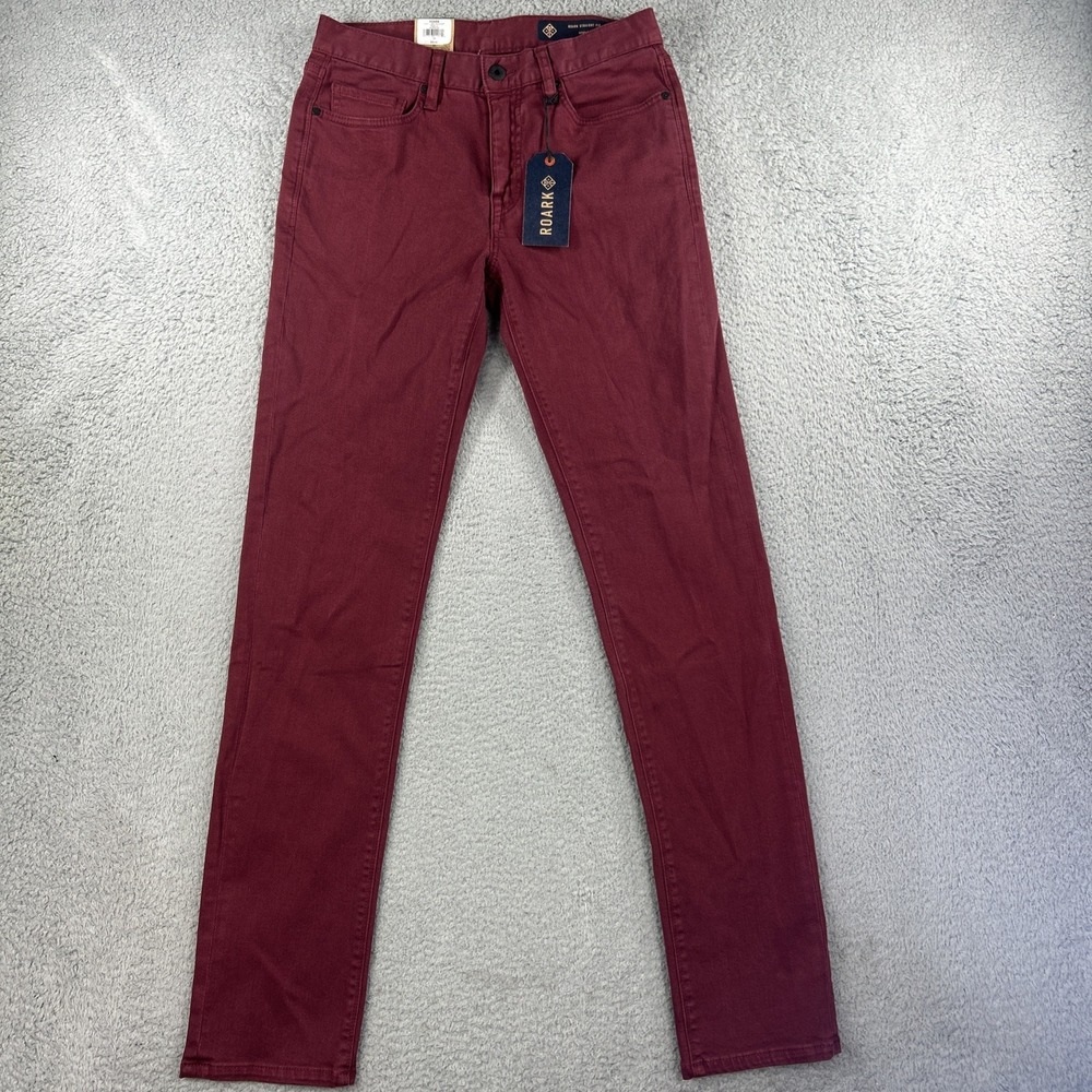 Roark Jeans Mens 28x34 Maroon‎ Denim Pants HWY 128 5 Pocket Slim Straight NEW